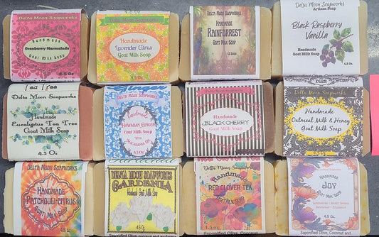 Delta Moon Soapworks Goat Milk Soap Assortment — Twelve 4.5 oz Bars